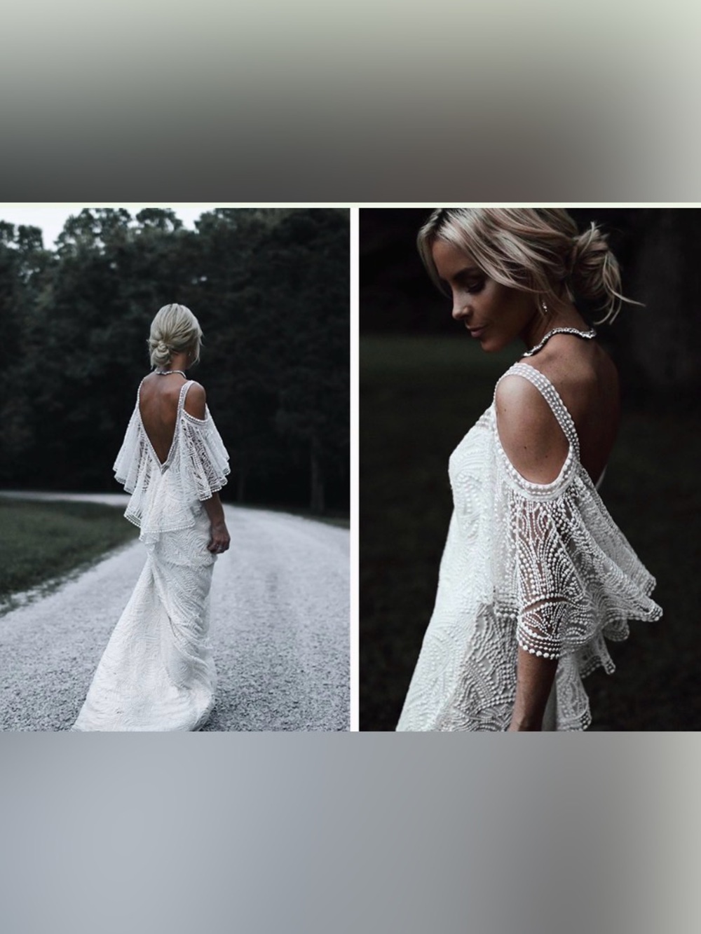 Tadashi Shoji BHLDN “Kenna” Ivory Cold-Shoulder Wedding Dress Size 8